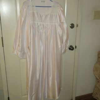 Christian Dior Vintage 1980s Feminine Long Pale Pink Satin Nightgown Xl Rn 14242