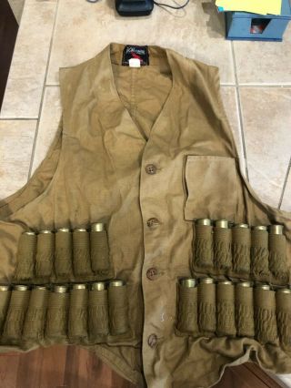 1940s Vintage Jc Higgins Tan Hunting Vest W/slots For Shotgun Shells Size 40