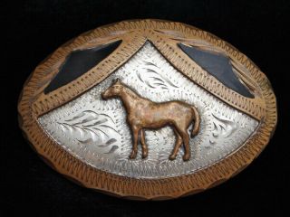 Pb15164 Vintage 1970s Horse Western & Cowboy Belt Buckle