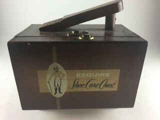 Vintage Esquire Shoe Care Chest Deluxe Wood Box Shoe Valet W/