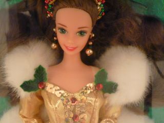 1994 Happy Holidays Barbie Doll Rare Brunette Convention Version w/COA - MIB 2