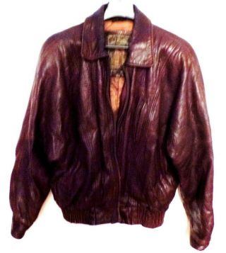 Vintage Structure Distressed Brown Leather Jacket Size L