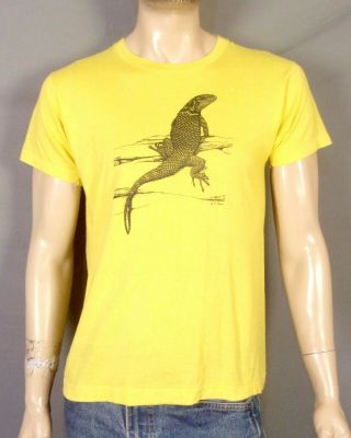 vintage 80s single stitch Iguana T - Shirt Reptile Jesus Lizard Basilisk Animal M 2