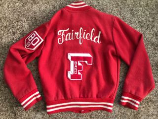 Vtg Letterman Jacket Holloway Boys 18/20 Red Wool 1950s 1960s Band Fairfield 80
