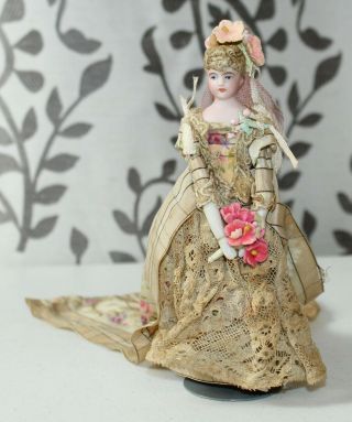 Antique Bisque German Dollhouse Doll Bride