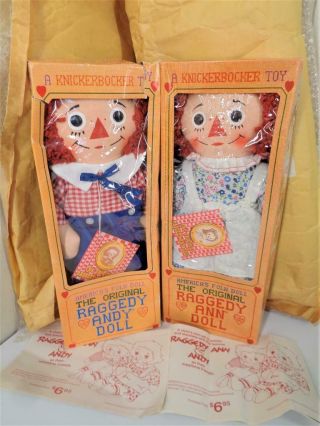 Vintage 1970s Knickerbocker Raggedy Ann & Andy Dolls Minty