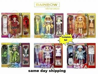 Winter Break Rainbow High Ruby Poppy Sunny Jade Skyler Violet Complete Set
