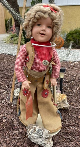 27” Compostion Shirley Temple Composition Texas Ranger Doll