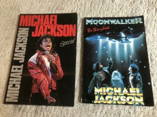 2 X Vintage Michael Jackson Paper Back Books Inc Moonwalker The Story Book 1988
