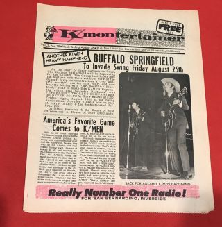 Buffalo Springfield Jefferson Airplane 1967 Kkdj Radio Promotional Newsletter
