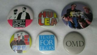 Depeche Mode Petshop Boys Omd 6 X Vintage 80s Post Punk Synth Pin Button Badges