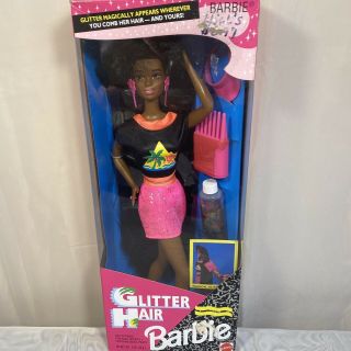 1993 Mattel African American Barbie Glitter Hair Xtra Long Hair Nrfb 11332