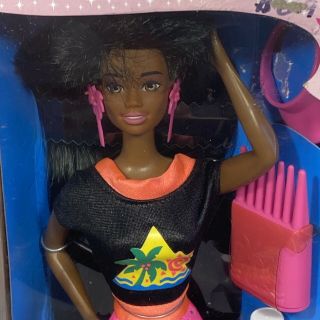 1993 Mattel African American Barbie Glitter Hair Xtra Long Hair NRFB 11332 2