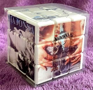 Madonna Mini " Rubiks Type " Puzzle Cube Toy 2.  2x2.  2in Album Covers Uv Printed