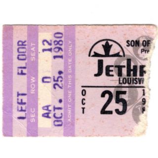 Jethro Tull & Whitesnake Concert Ticket Stub Louisville Ky 10/25/80 The " A " Tour