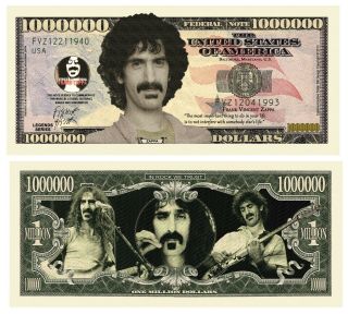 Pack Of 25 - Frank Zappa Limited Edition Collectible Million Dollar Bill