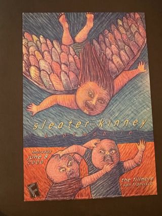 Concert Poster Sleater - Kinney The Fillmore June 8,  2000 Bill Graham