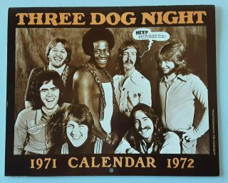 Vintage Three Dog Night Souvenir 1971 - 72 Calendar From Concert In Seattle Wa.