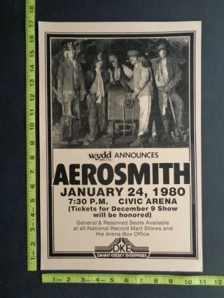 Aerosmith,  1980,  Civic Arena 11x17 " Concert Poster,  Pittsburgh Pa.