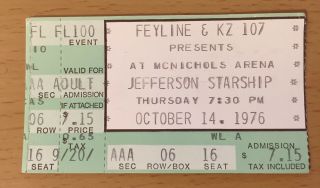 1976 Jefferson Starship Denver Concert Ticket Stub Spitfire Tour Grace Slick 16