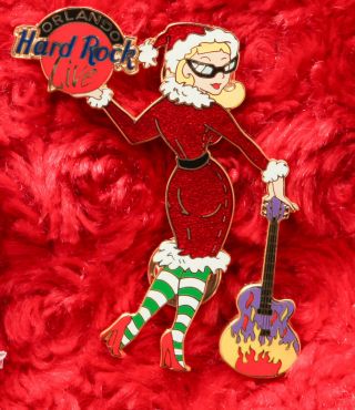 Hard Rock Cafe Pin Orlando Live Santa Clause Girl Sexy Costume Hat Christmas