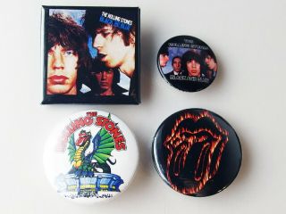Rolling Stones 4 X Various Pin Button Set,  Nos Oop Licensed,  Group 1