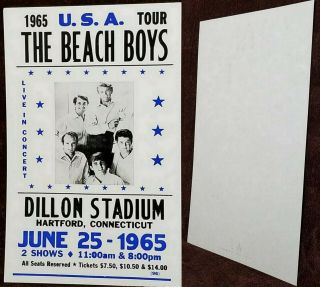 The Beach Boys 1965 Hartford Connecticut U.  S.  A.  Tour Concert 22 X 14 In Poster
