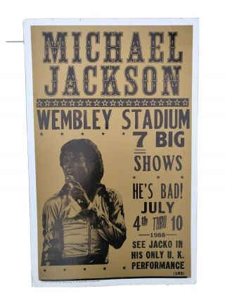 Vintage Michael Jackson Concert Poster Wembley Stadium 1988