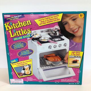 Tyco Kitchen Littles Deluxe Stove Oven Rare W/ Food 1995 Vintage