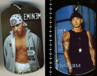 Eminem Marshall Mathers Slim Shady Color Photo Aluminum Dog Tag Necklace 30 " Cha