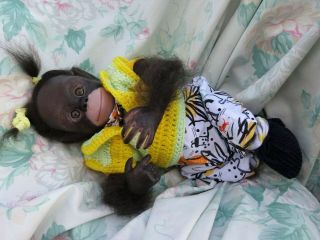 Reborn Baby Boy Chimpanzee Chaz 3lb8oz 17 " Josynn Fun Baby But Not A Baby Monkey
