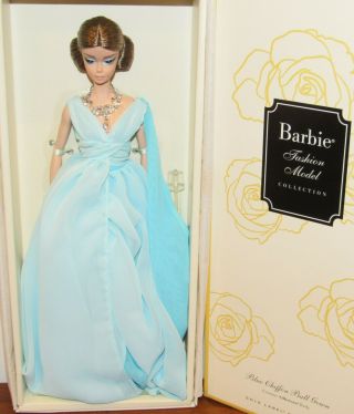 Blue Chiffon Ball Gown Barbie Silkstone Fashion Model Nrfb 2016 Gold Label Dyx74