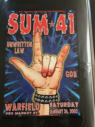 Sum 41 Warfield Poster 2002 Bgp 275 Chris Shaw