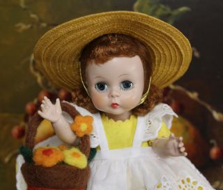 Vintage Madame Alexander - Kins Bkw Auburn Tagged 1956 Wendy Doll W/flower Basket