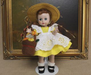 VINTAGE Madame Alexander - kins BKW Auburn Tagged 1956 Wendy Doll w/Flower Basket 2