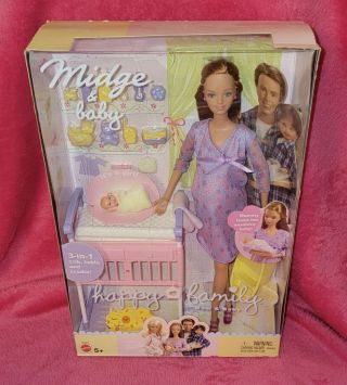 Mattel Happy Family Midge & Baby Pregnant Barbie Doll 2002 Rare Htf