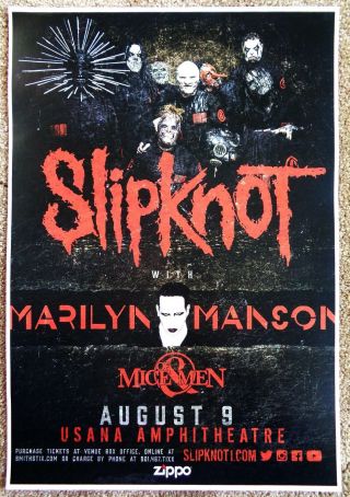 Slipknot 2016 Gig Poster Salt Lake City Marilyn Manson Concert Utah