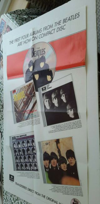The Beatles Record Promotion Poster For Their First 4 Albums Released On Cd
