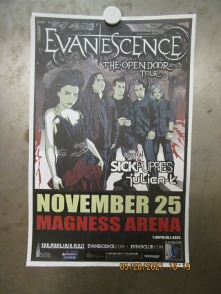 Evanescence Open Door Tour Magness Arena Denver 2006 Show Poster Sick Puppies