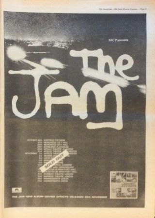 The Jam - Vintage Press Poster Advert - 1980 Sound Affects Tour