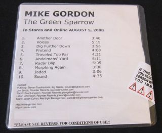 Mike Gordon ‘the Green Sparrow’ 2008 Advance Cd—sealed - - Phish