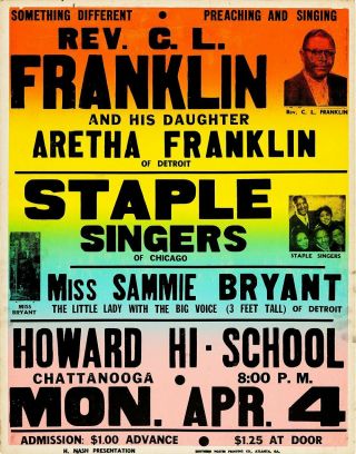 1960 Aretha Franklin & Staple Singers Howard High School 13 X 17 Inch Reproducti