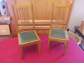 1998 Stickley T.  C.  Timber Mission Oak Doll Side Chairs Dining