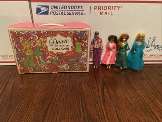 Vintage Dawn And Her Friends Doll Case W 4 Dolls