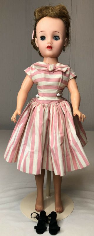 Vintage Miss Revlon Doll Vt20 Pink Striped Dress And Shoes