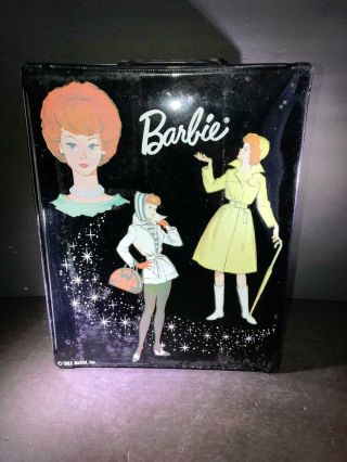 Y) 1963 Vintage Barbie Doll Case Closet With Clothing