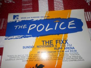 Vtg Music Poster: 1983 The Police at Rupp Arena (KY) & Special Guest The Fixx 3