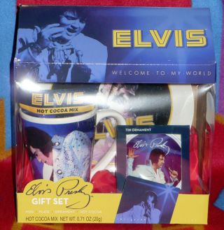 Elvis Presley:welcome To My World Gift Set Mug,  Tin Ornament,  Plate,  Hot Cocoa