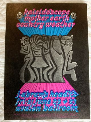 1968 Kaleidoscope Family Dog Avalon Concert Postcard Handbill Fd - 124