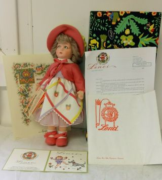 14 " Lenci 1985 Felt Doll Princess Diana W/box Instructions Cert Of Authenticity,